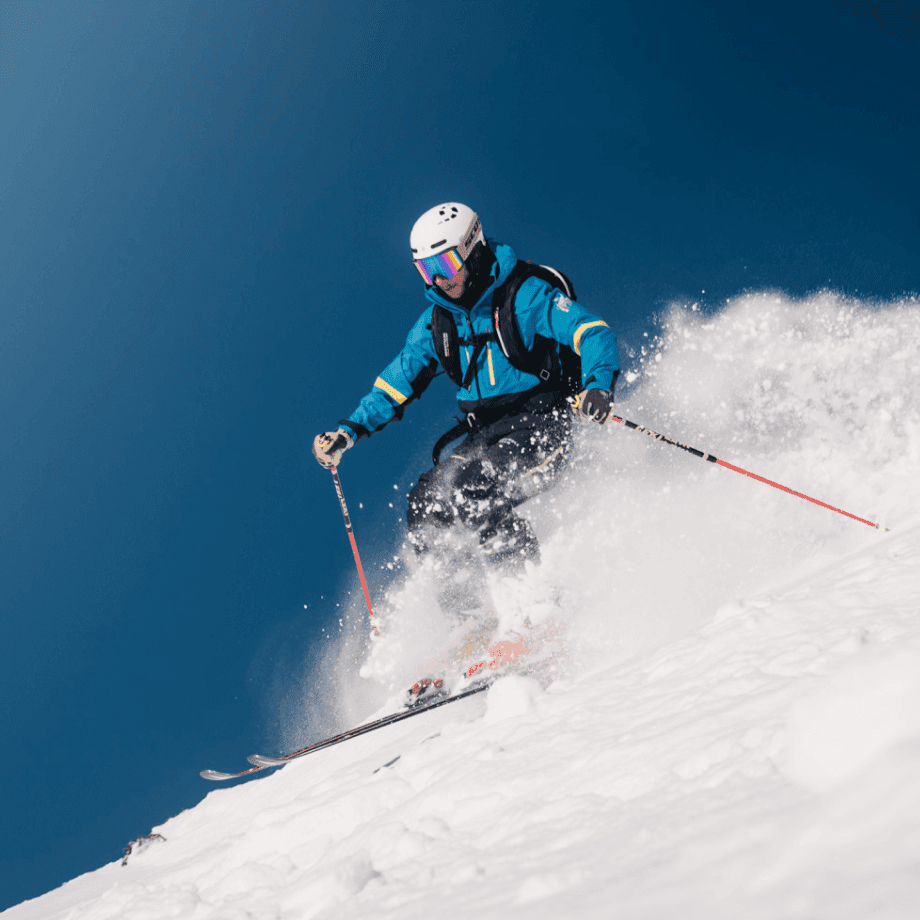 Heli-skiing descent in the Arlberg